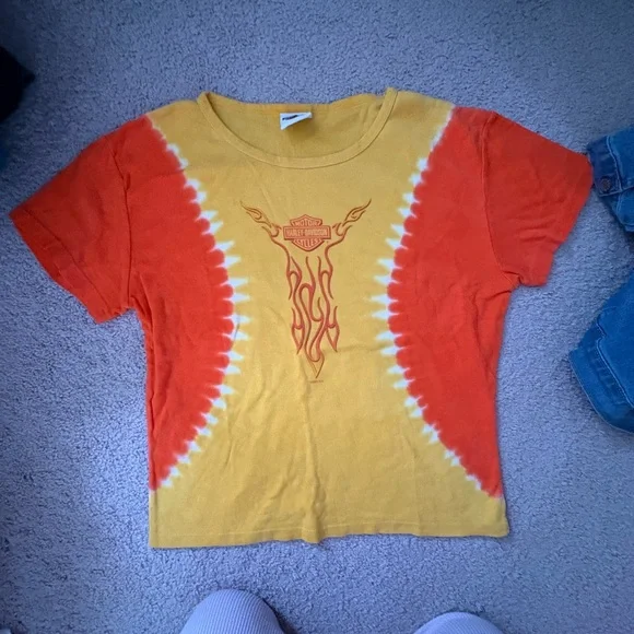 Harley-Davidson Tie Dye Graphic Tee 2004 Rossiter’s Sarasota Florida Women’s S/M - Picture 4 of 11